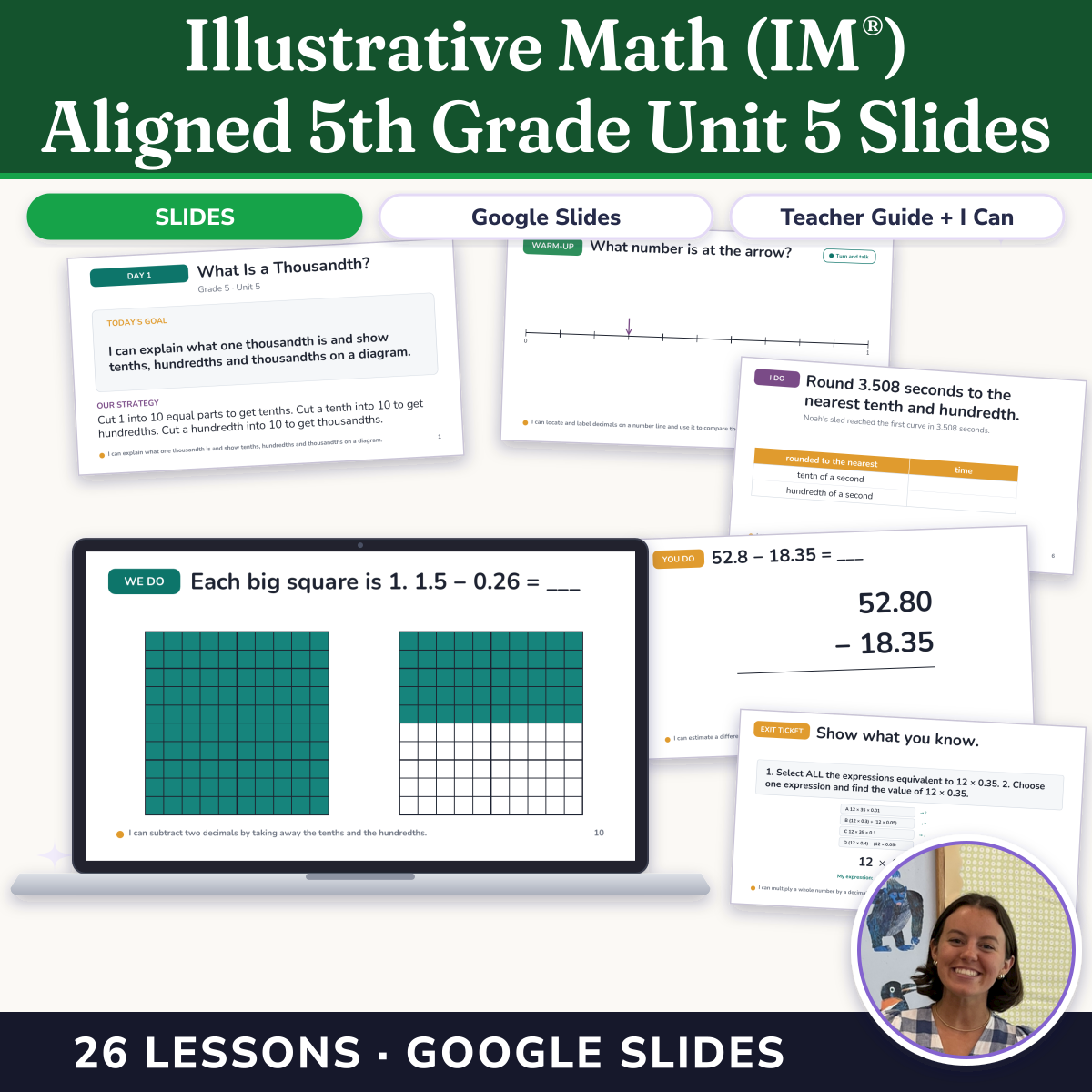 Preview of Illustrative Math (IM®) Aligned 5th Grade Unit 5 Slides: Place Value Patterns and Decimal Operations