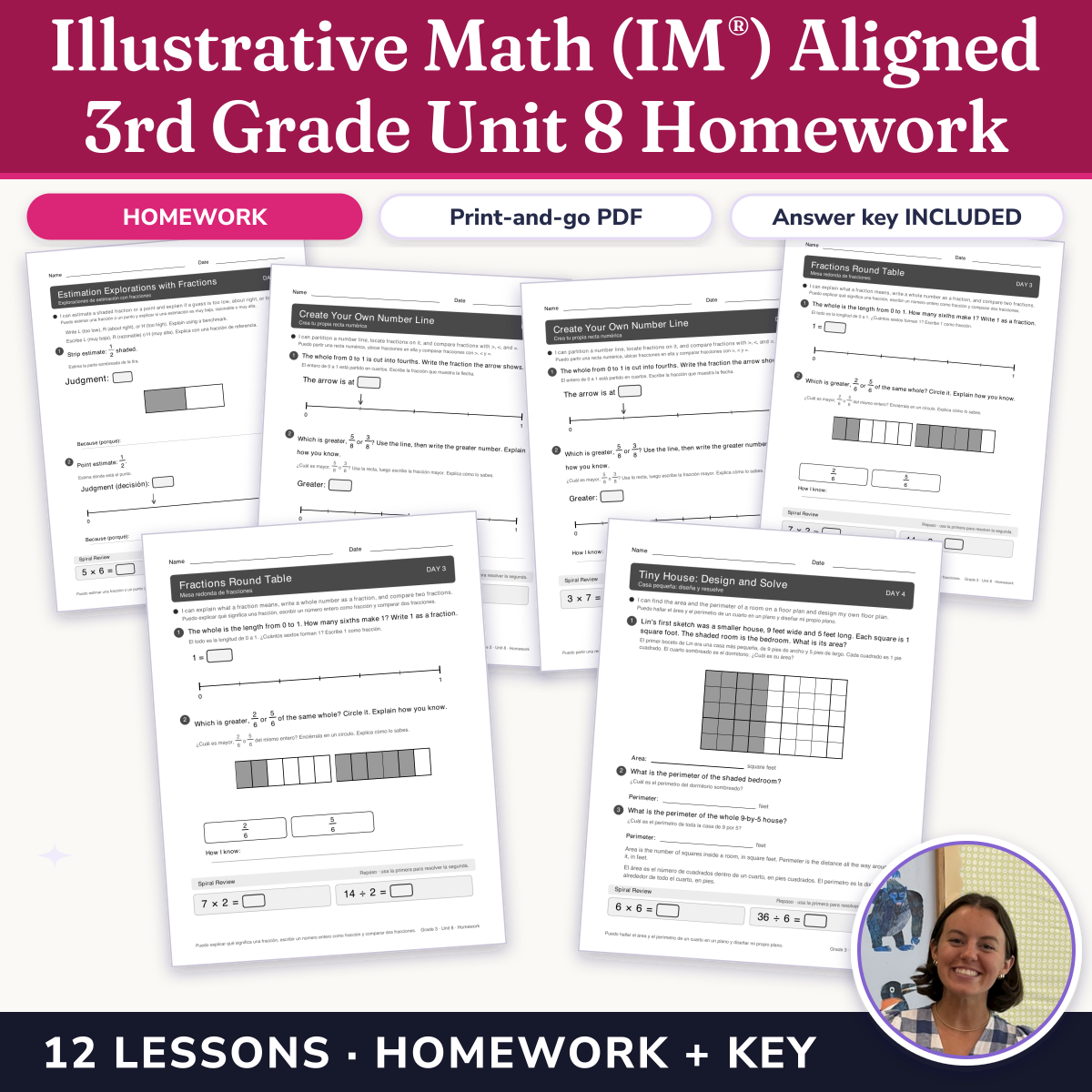 Preview of Illustrative Math (IM®) Aligned 3rd Grade Unit 8 Homework: Putting It All Together