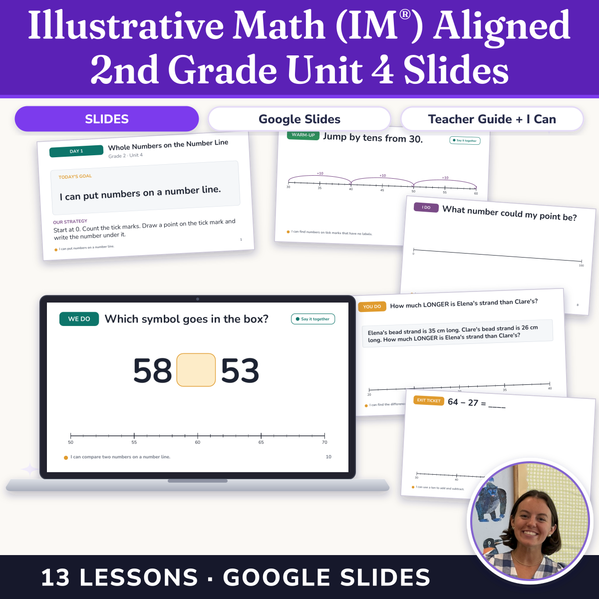 Preview of Illustrative Math (IM®) Aligned 2nd Grade Unit 4 Slides: Addition and Subtraction on the Number Line