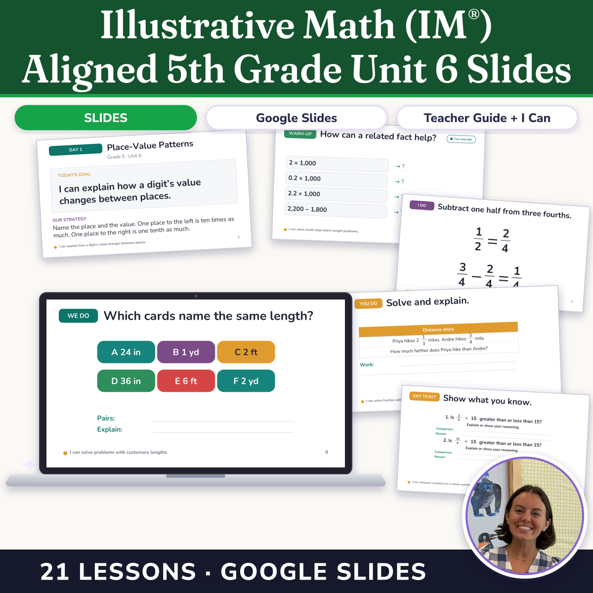 Preview of Illustrative Math (IM®) Aligned 5th Grade Unit 6 Slides: More Decimal and Fraction Operations