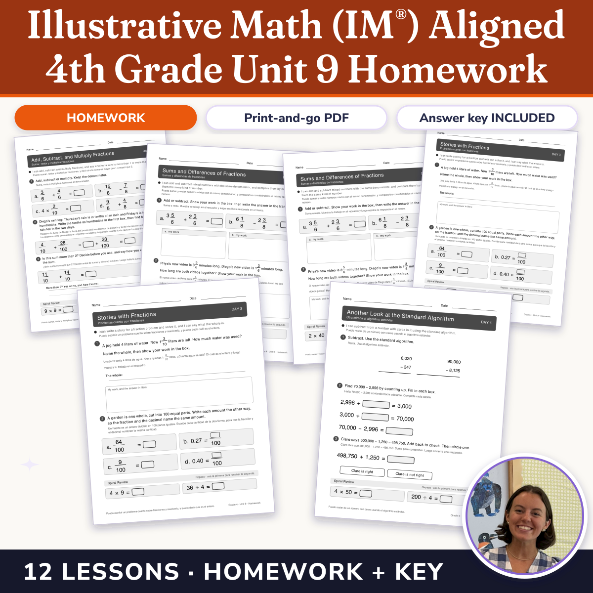 Preview of Illustrative Math (IM®) Aligned 4th Grade Unit 9 Homework: Putting It All Together