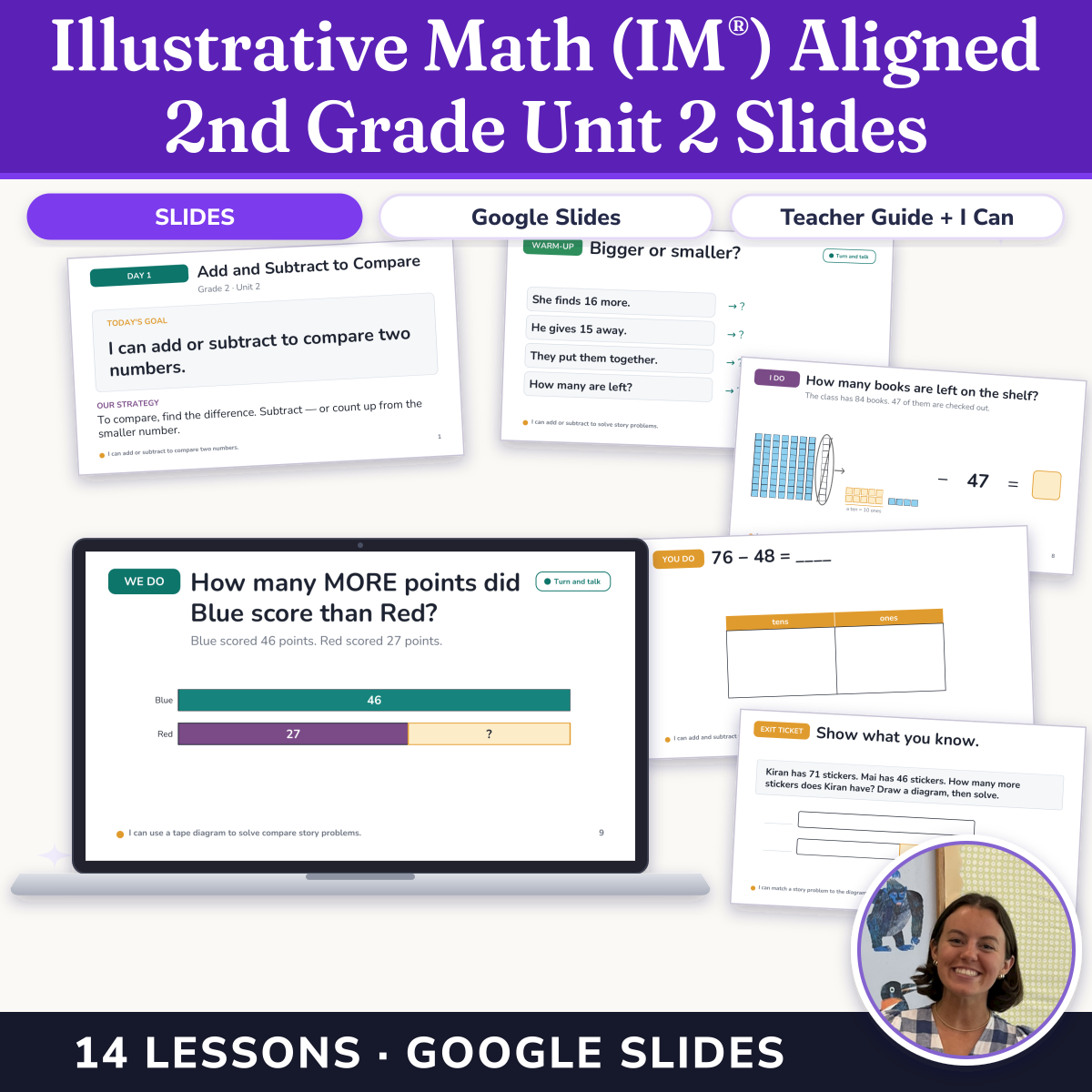 Preview of Illustrative Math (IM®) Aligned 2nd Grade Unit 2 Slides: Adding and Subtracting within 100