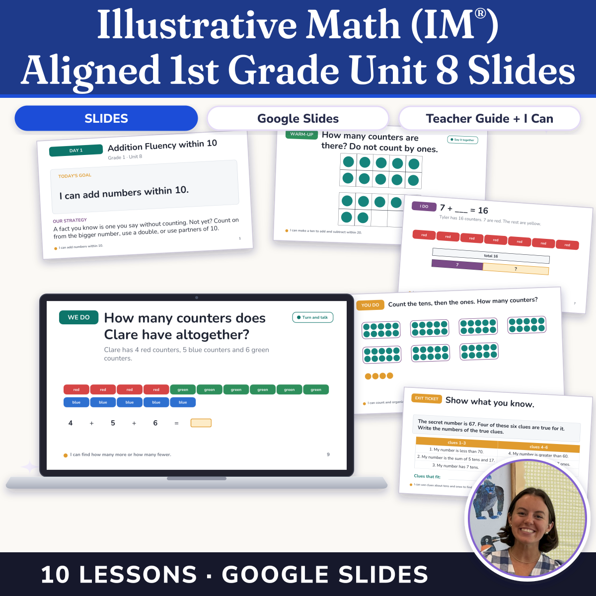 Preview of Illustrative Math (IM®) Aligned 1st Grade Unit 8 Slides: Putting It All Together
