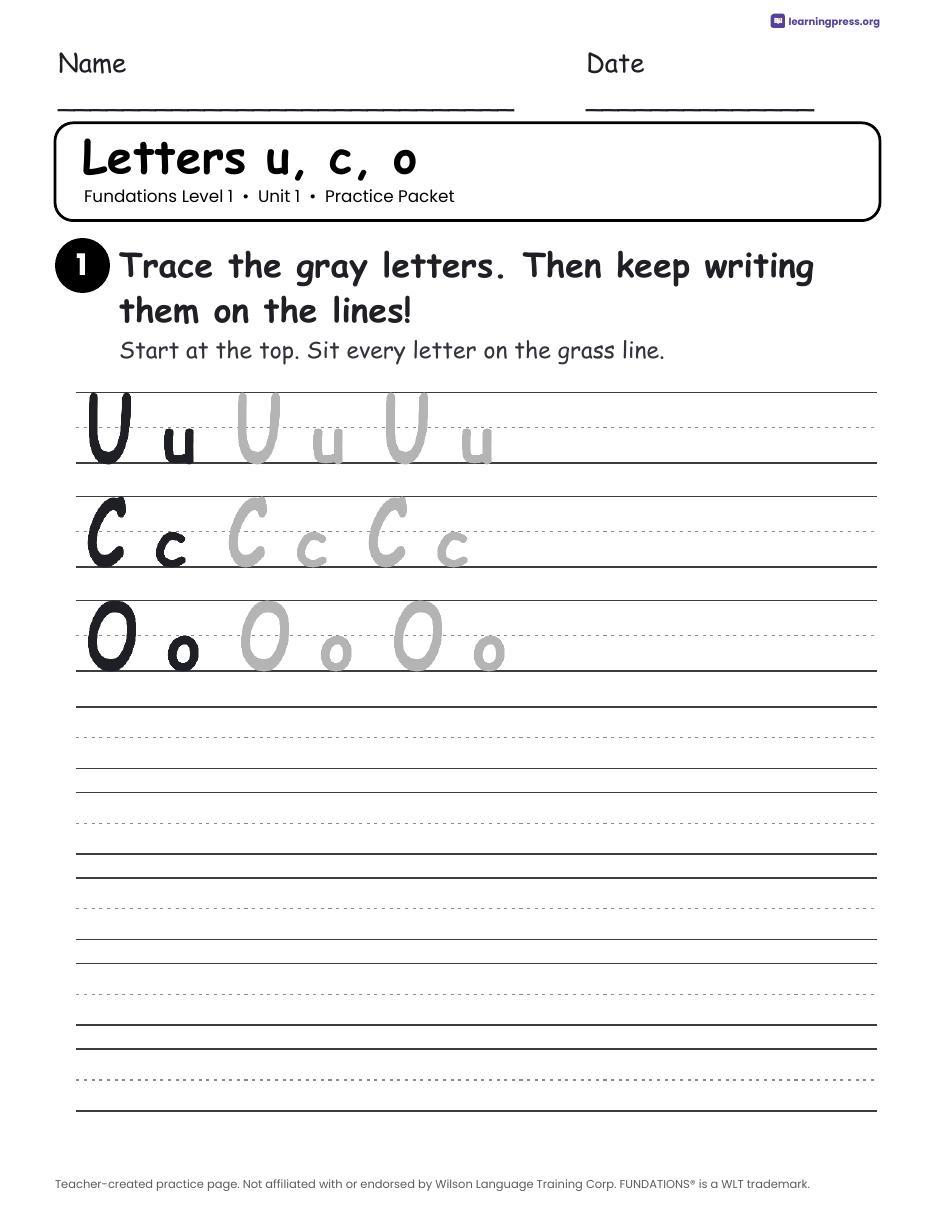 Preview page 2 of Free Fundations Level 1 Unit 1 Worksheets Sample