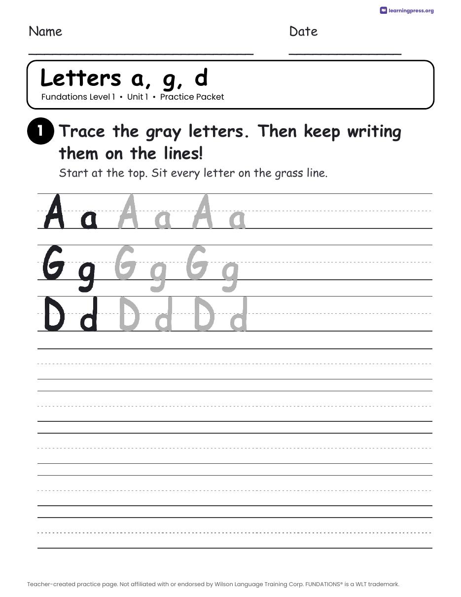 Preview page 3 of Free Fundations Level 1 Unit 1 Worksheets Sample