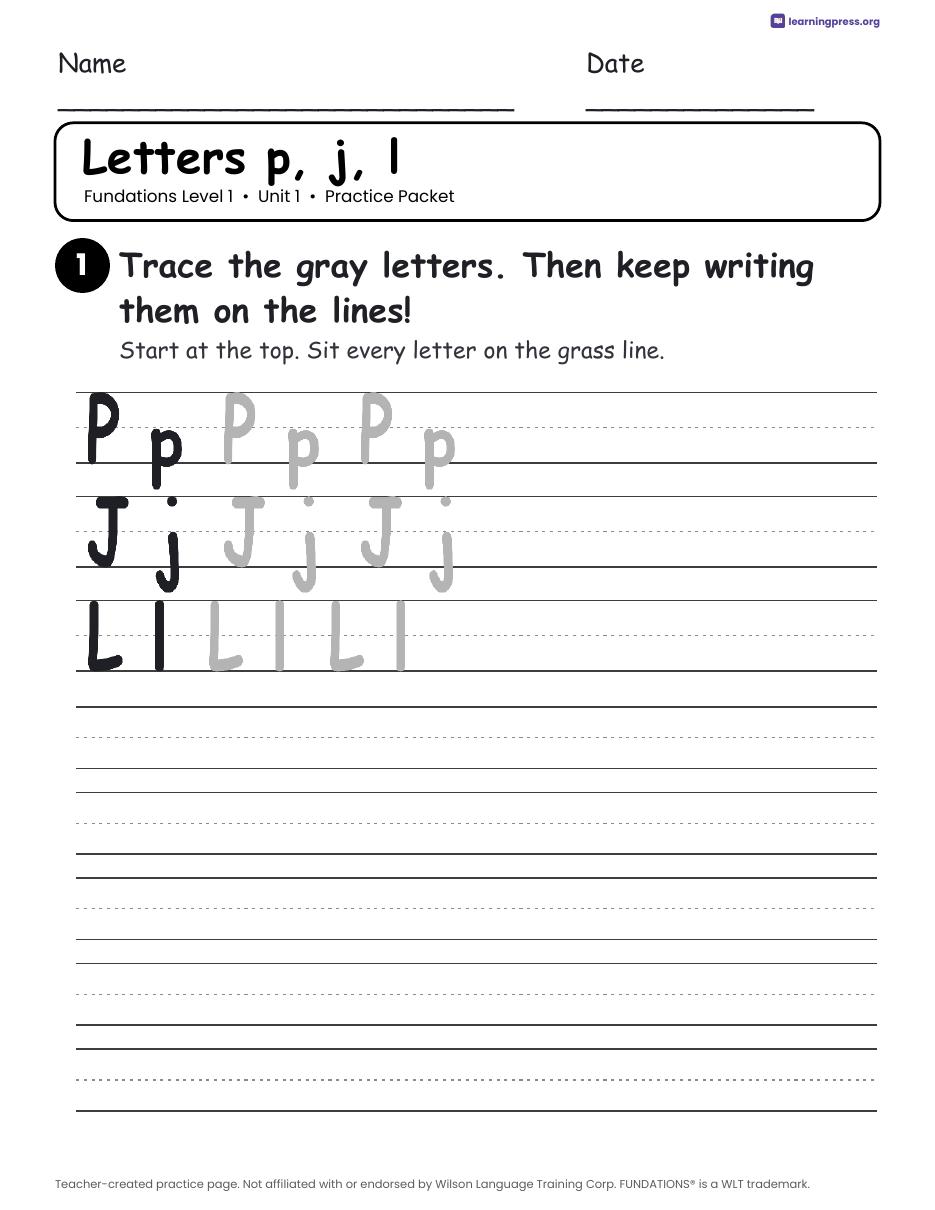 Preview page 4 of Free Fundations Level 1 Unit 1 Worksheets Sample