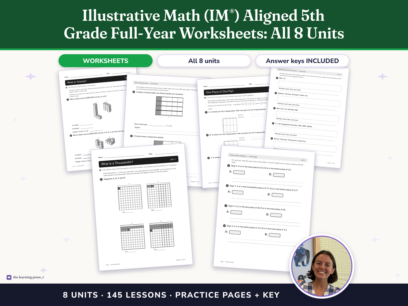 Preview page 1 of Illustrative Math (IM®) Aligned 5th Grade Full-Year Worksheets: All 8 Units