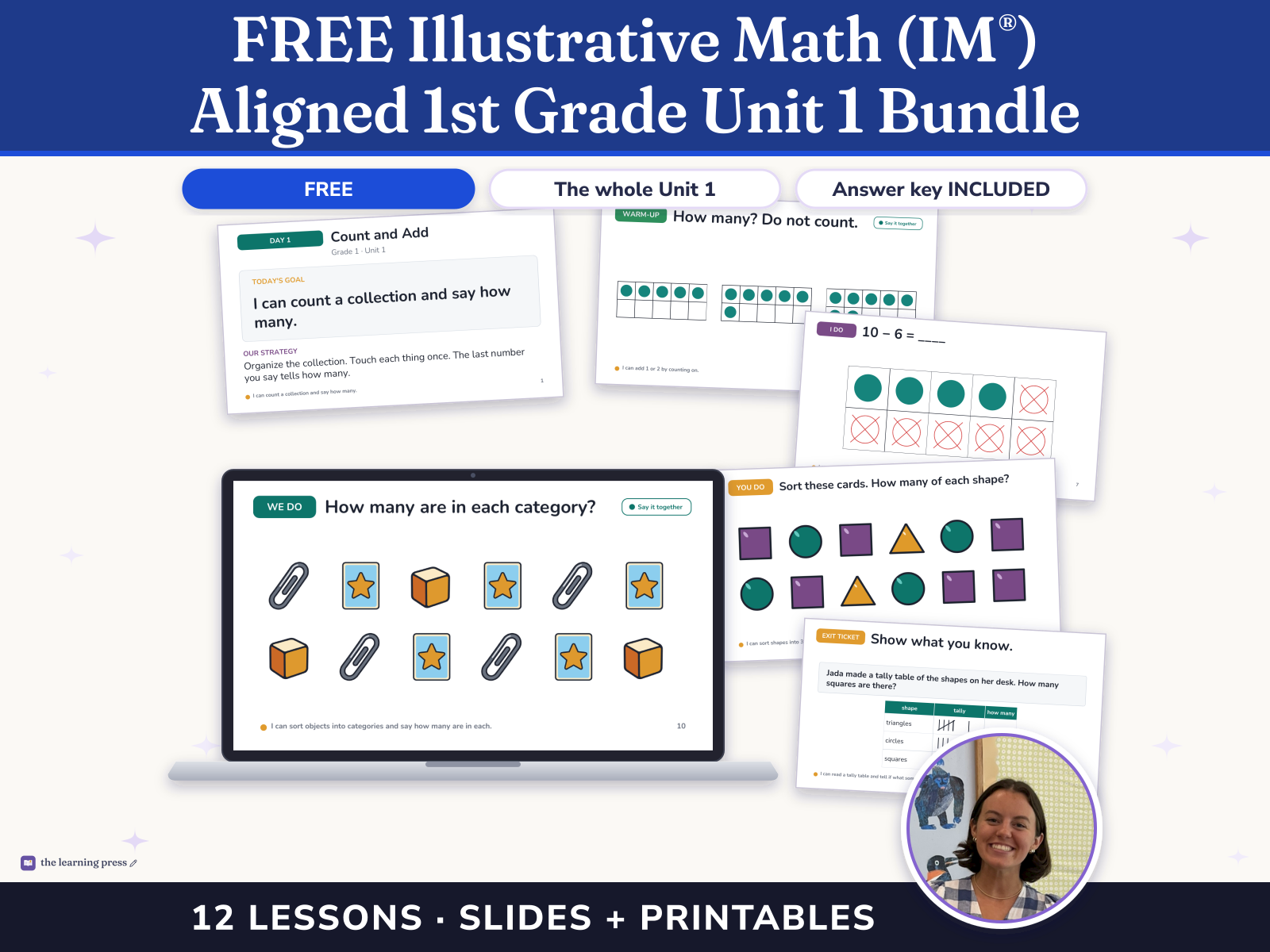 Preview page 1 of FREE Illustrative Math (IM®) Aligned 1st Grade Unit 1 Bundle: Adding, Subtracting, and Working with Data
