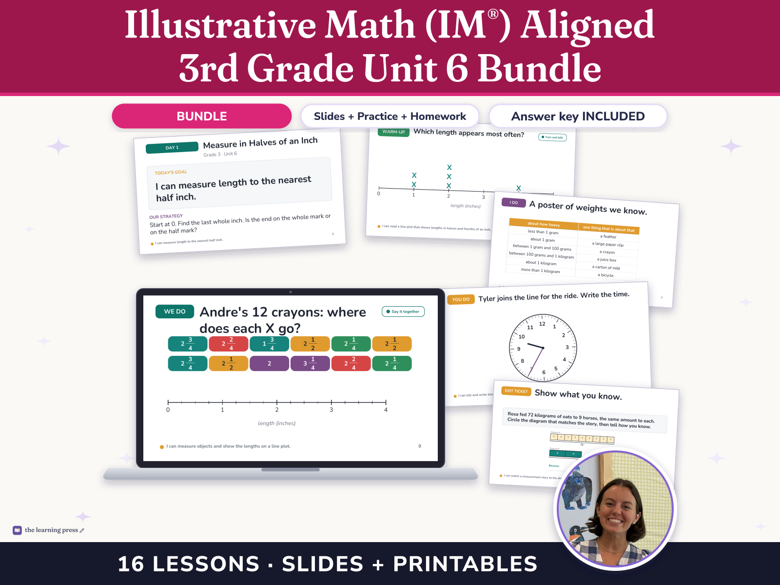 Preview page 1 of Illustrative Math (IM®) Aligned 3rd Grade Unit 6 Bundle: Measuring Length, Time, Liquid Volume, and Weight