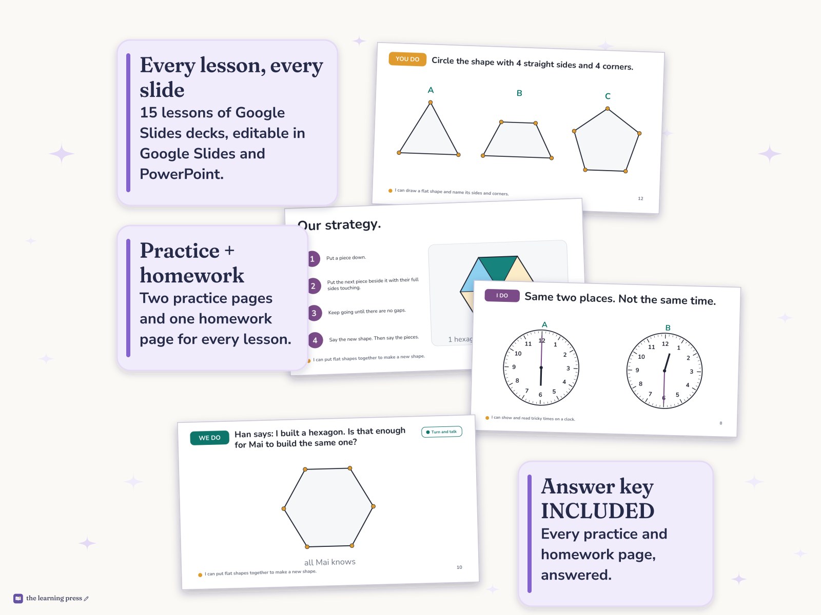Preview page 4 of Illustrative Math (IM®) Aligned 1st Grade Unit 7 Bundle: Geometry and Time