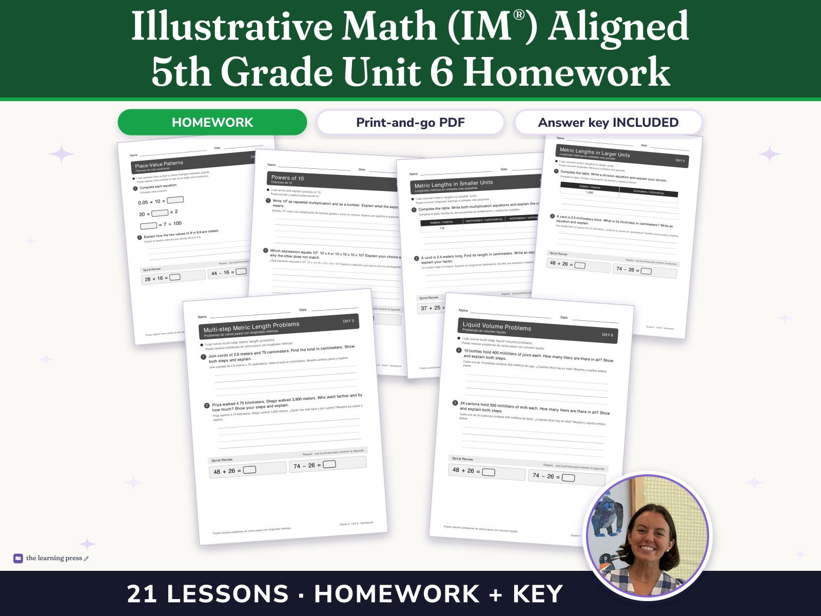 Preview page 1 of Illustrative Math (IM®) Aligned 5th Grade Unit 6 Homework: More Decimal and Fraction Operations