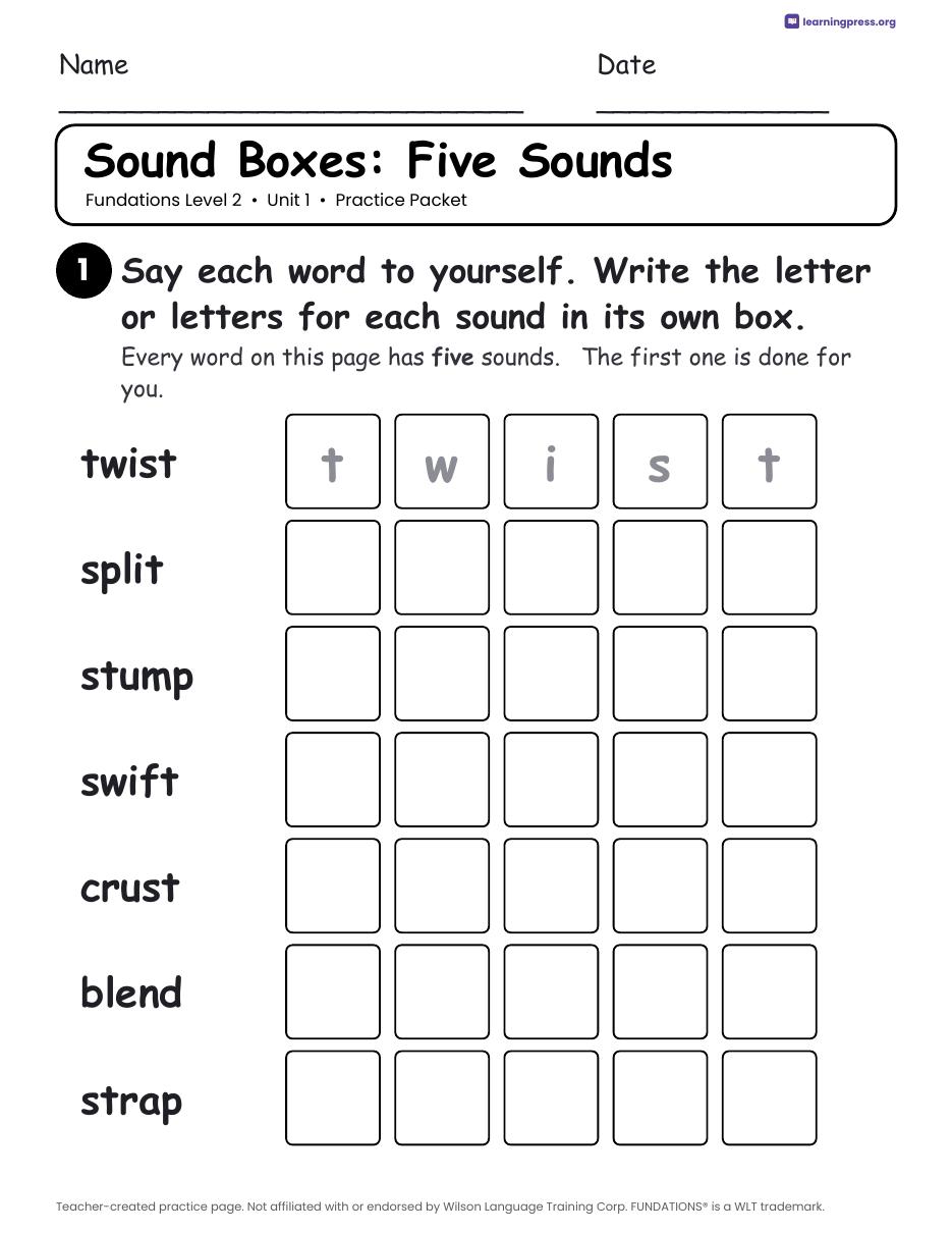 Preview page 2 of Free Fundations Level 2 Unit 1 Worksheets Sample