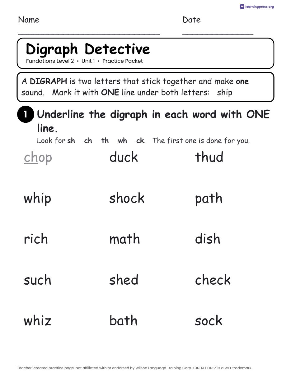 Preview page 3 of Free Fundations Level 2 Unit 1 Worksheets Sample