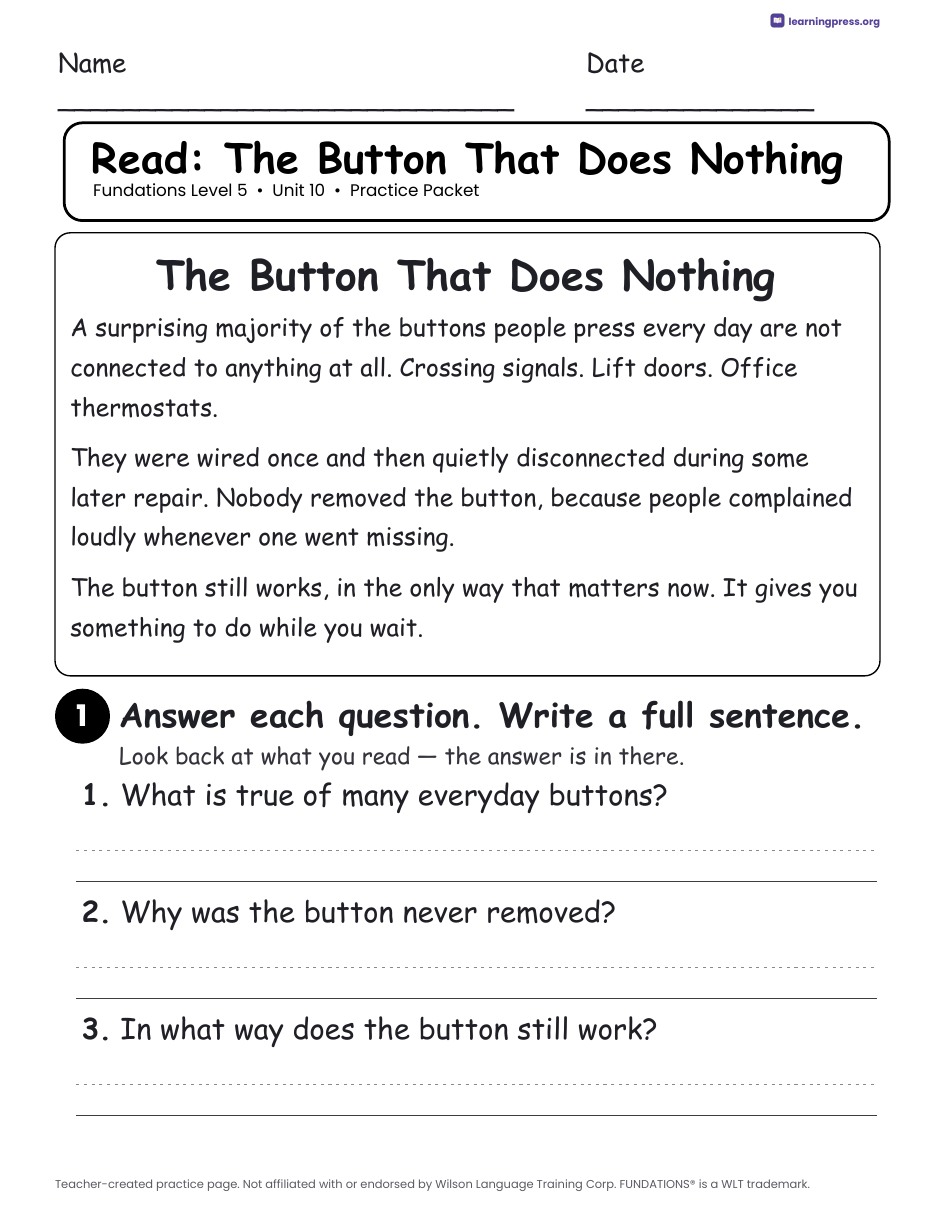 Preview page 3 of Fundations Level 5 Unit 10 Worksheets