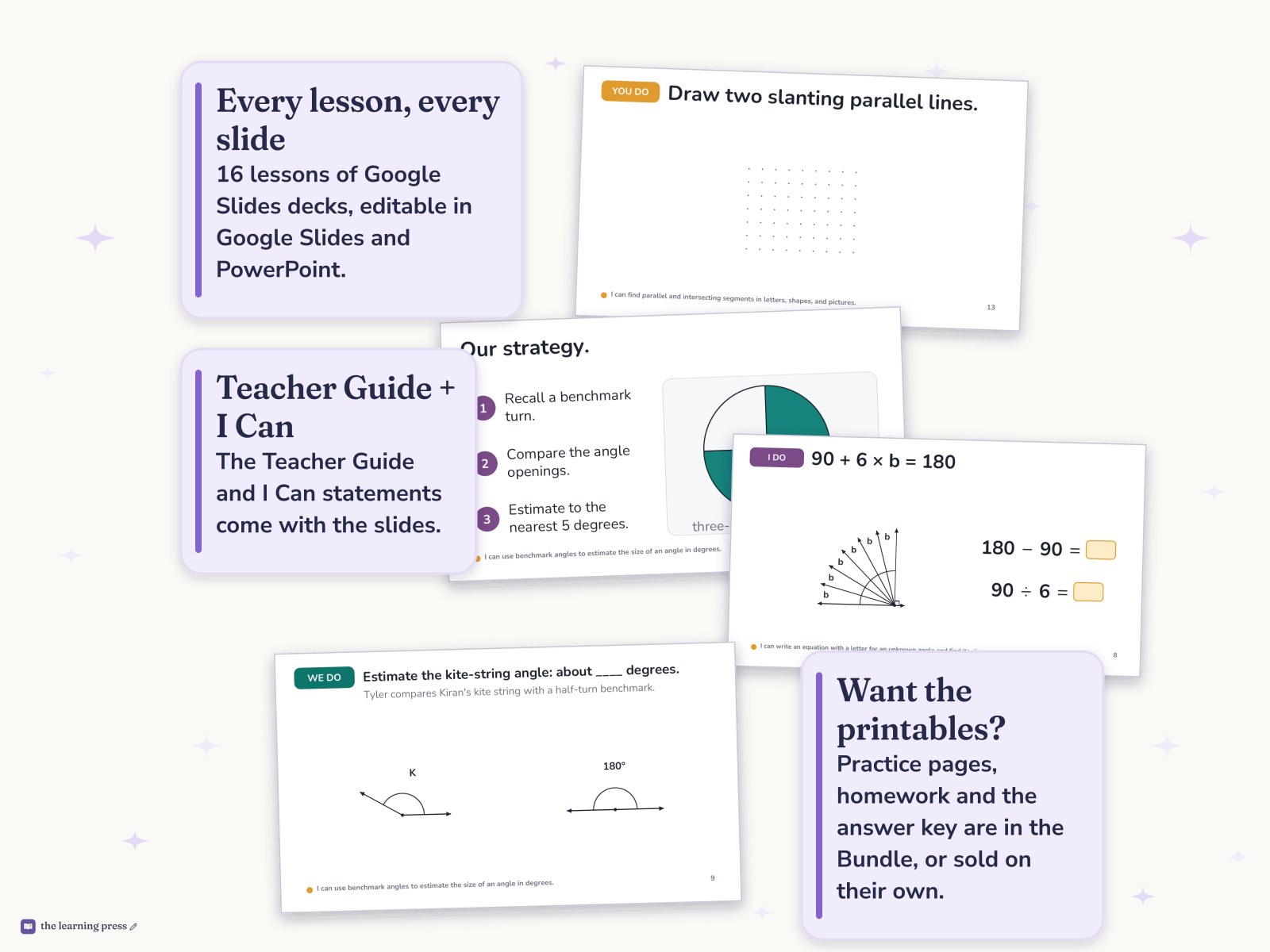 Preview page 4 of Illustrative Math (IM®) Aligned 4th Grade Unit 7 Slides: Angles and Angle Measurement