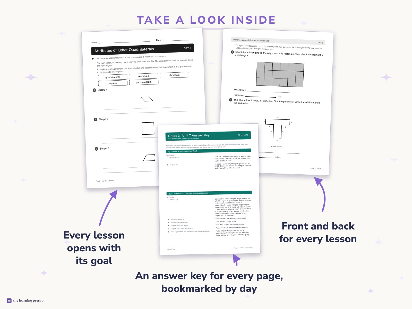 Preview page 2 of Illustrative Math (IM®) Aligned 3rd Grade Unit 7 Worksheets: Two-dimensional Shapes and Perimeter