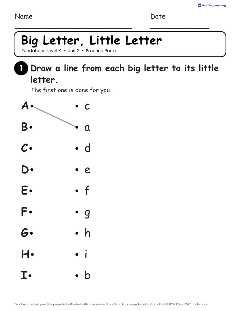 Preview page 2 of Fundations Level K Unit 2 Worksheets