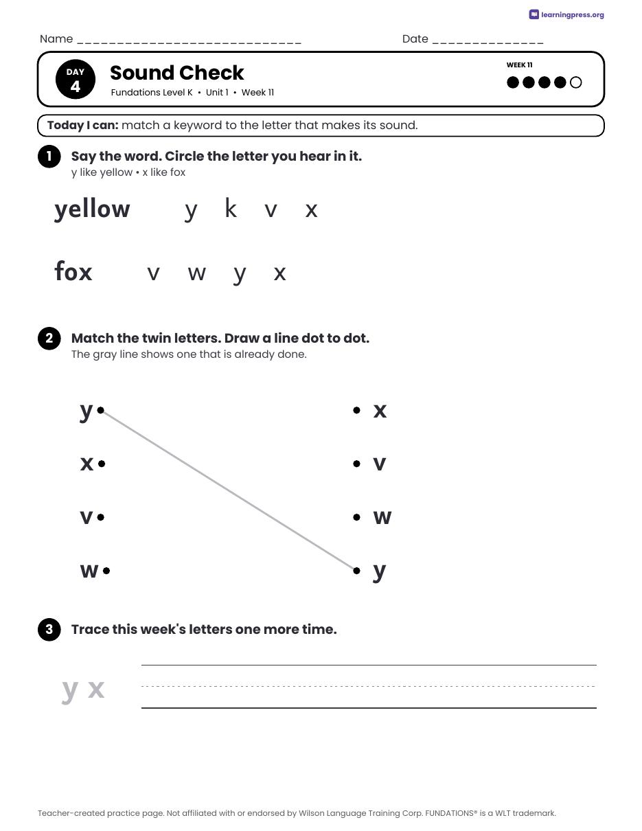 Preview page 2 of Fundations LEVEL K — Full-Year Daily Lesson Work Page Bundle (All Units 1–5)