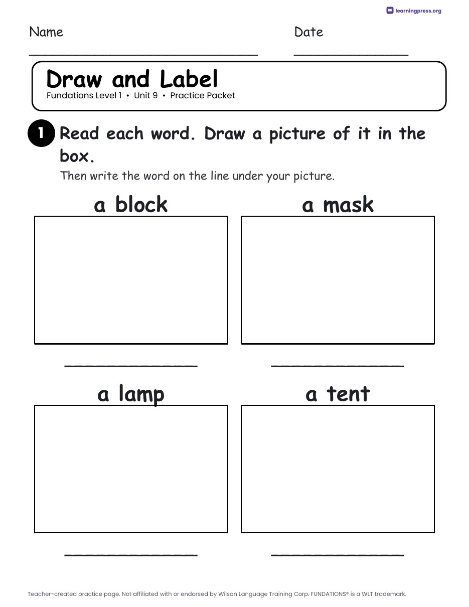 Preview page 2 of Fundations Level 1 Unit 9 Worksheets