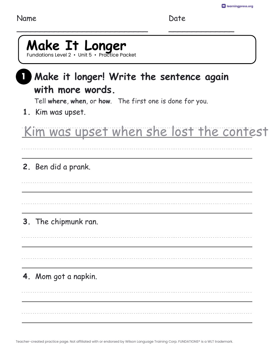 Preview page 4 of Fundations Level 2 Unit 5 Worksheets