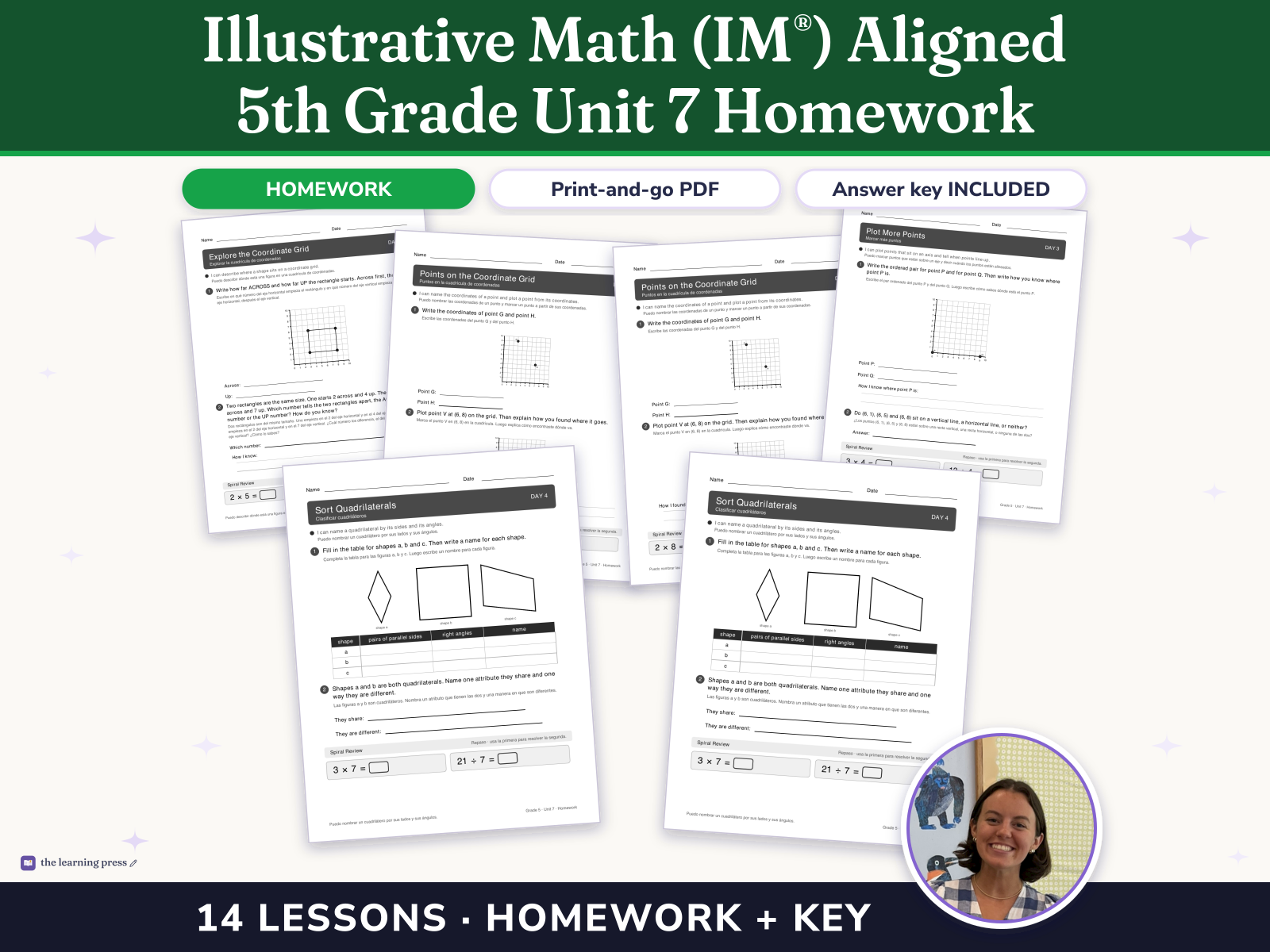 Preview page 1 of Illustrative Math (IM®) Aligned 5th Grade Unit 7 Homework: Shapes on the Coordinate Grid