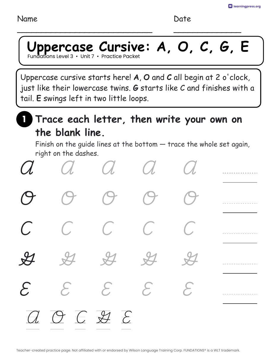 Preview page 3 of Fundations Level 3 Unit 7 Worksheets