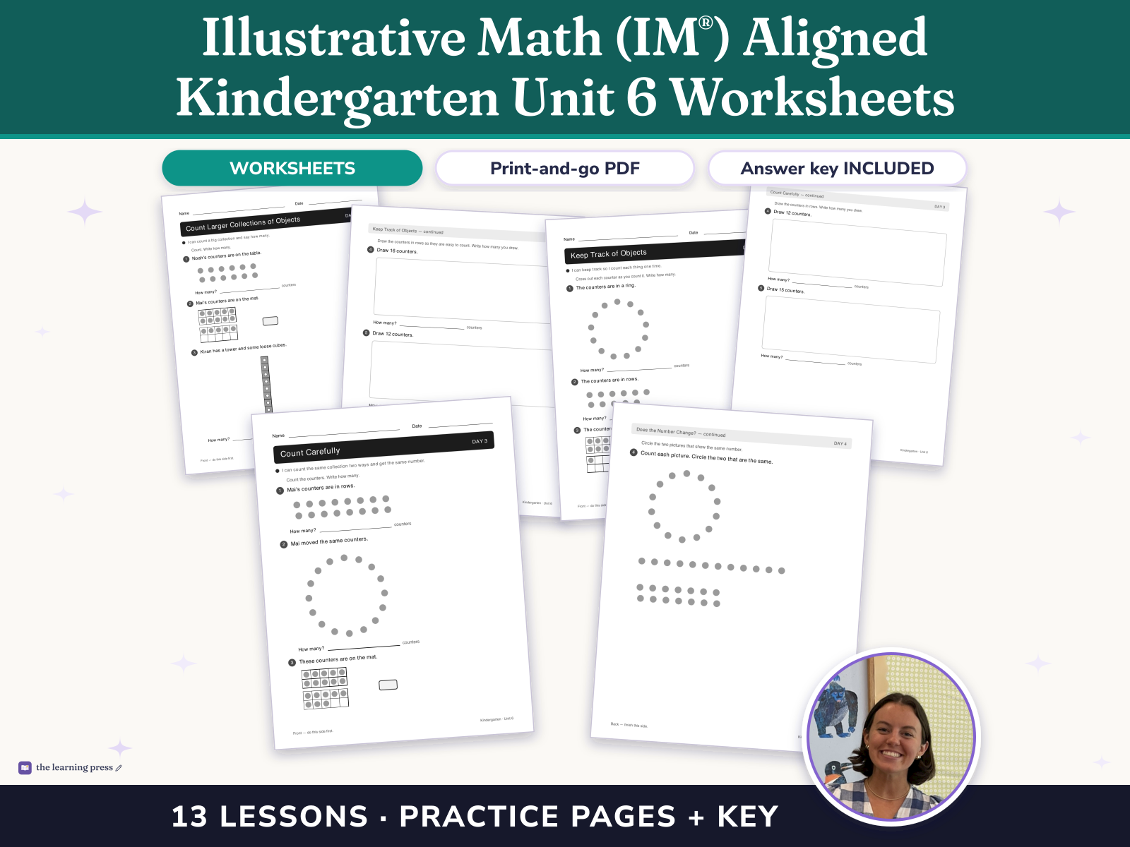 Preview page 1 of Illustrative Math (IM®) Aligned Kindergarten Unit 6 Worksheets: Numbers 0–20