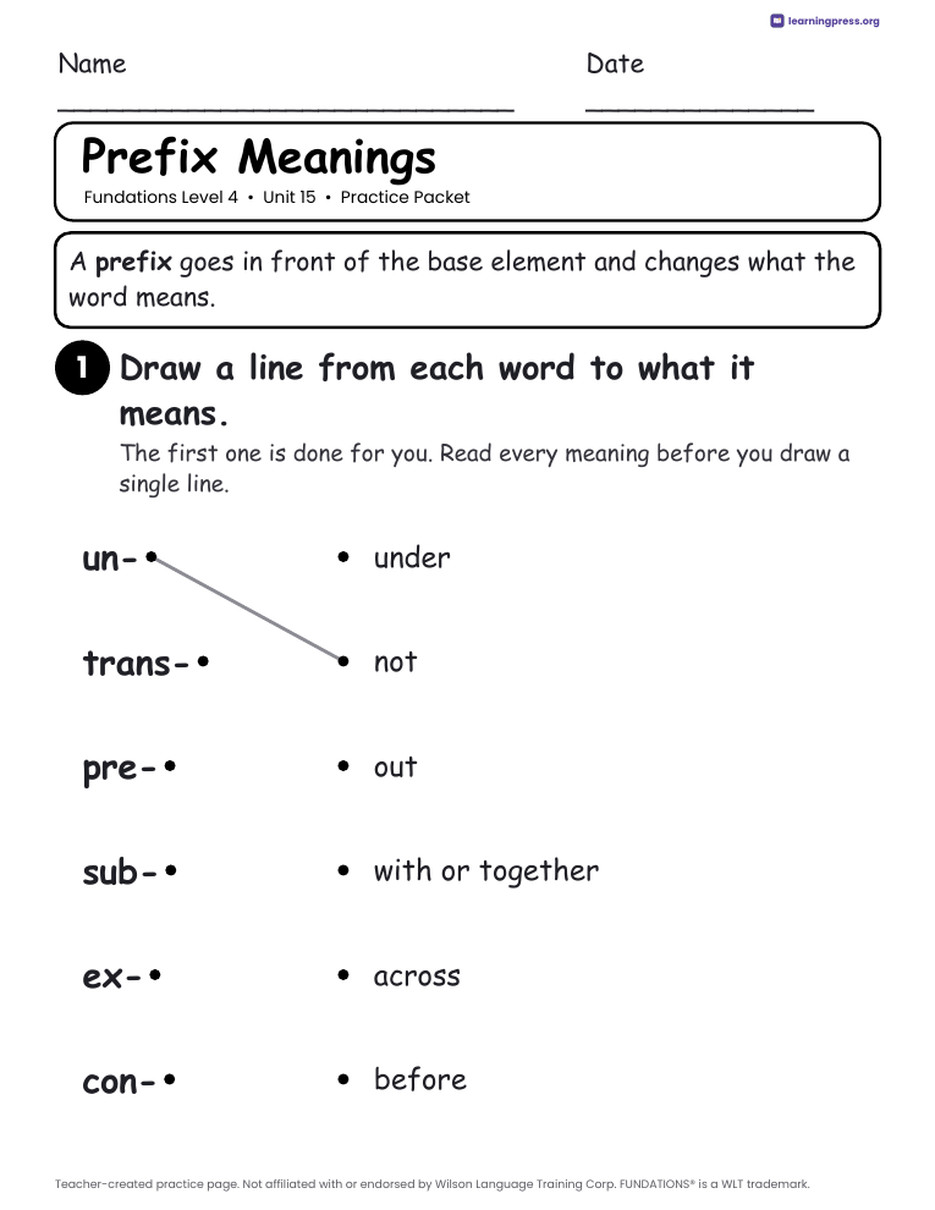 Preview page 2 of Fundations Level 4 Unit 15 Worksheets