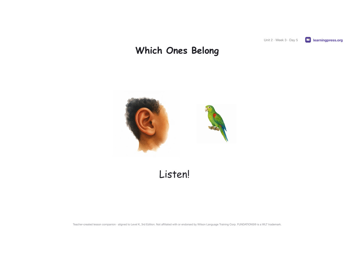 Preview page 3 of Fundations Level K Unit 2 Lesson Slides – 3rd Edition Aligned