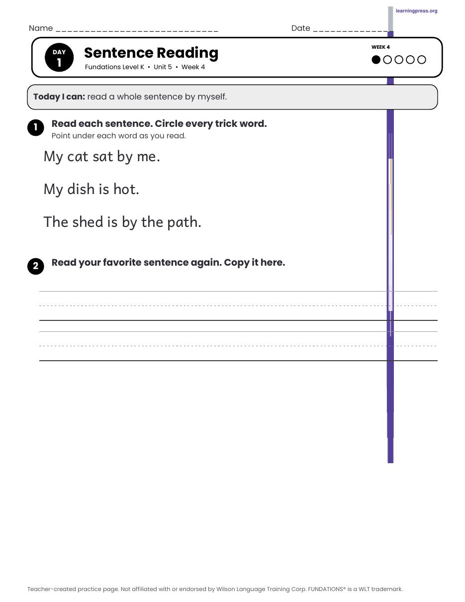 Preview page 2 of Fundations Level K — Complete Level Bundle (Units 1–5)