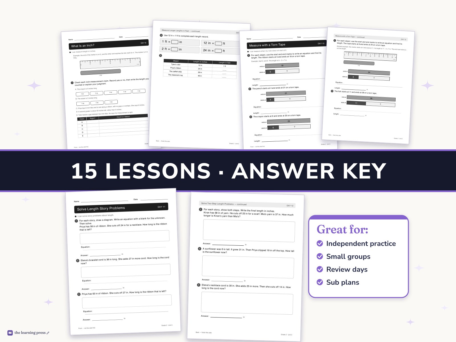 Preview page 3 of Illustrative Math (IM®) Aligned 2nd Grade Unit 3 Worksheets: Measuring Length