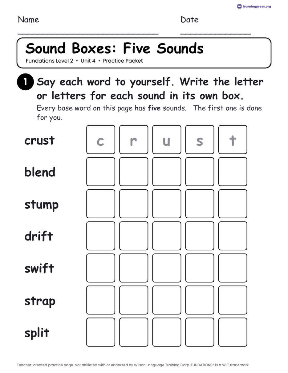 Preview page 3 of Fundations Level 2 Unit 4 Worksheets