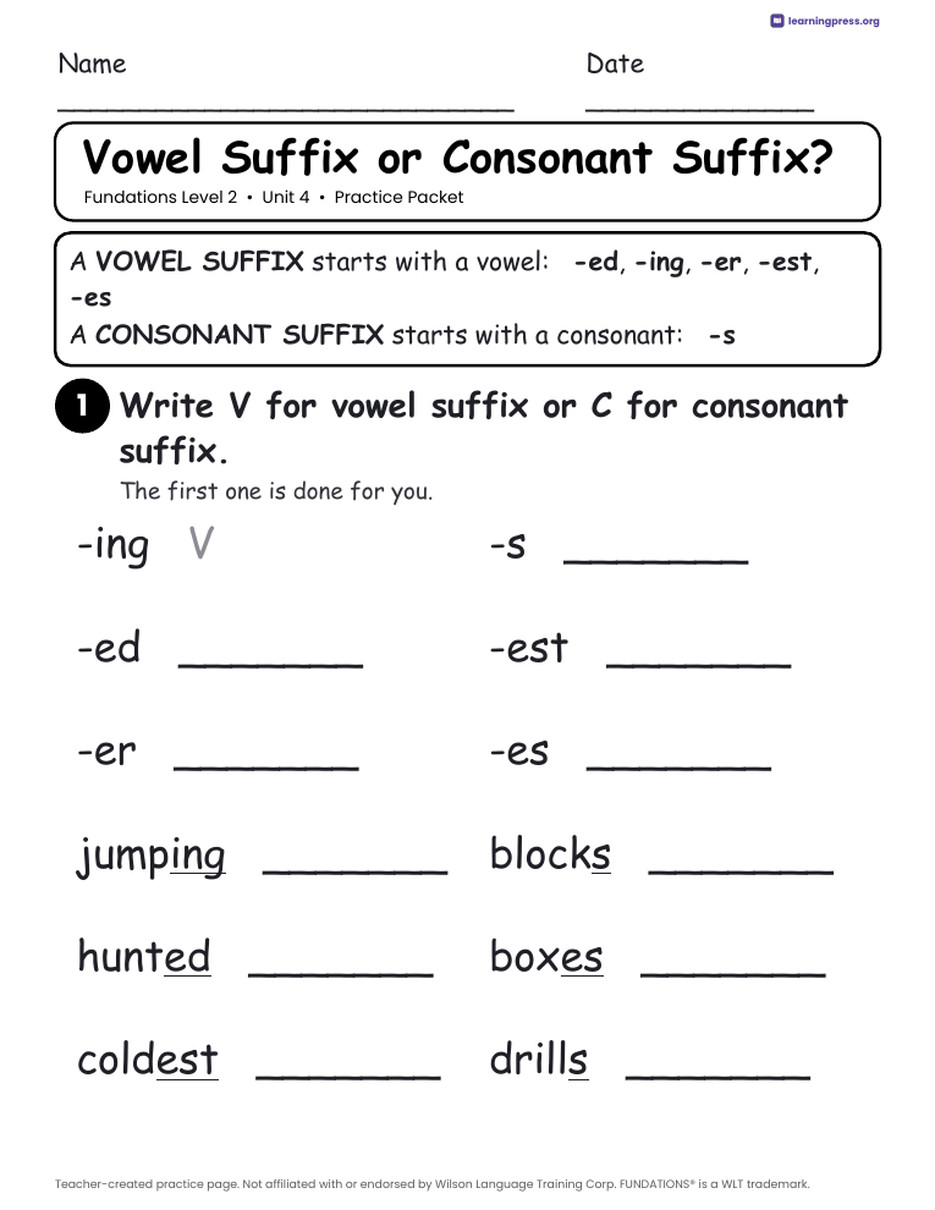 Preview page 4 of Fundations Level 2 Unit 4 Worksheets