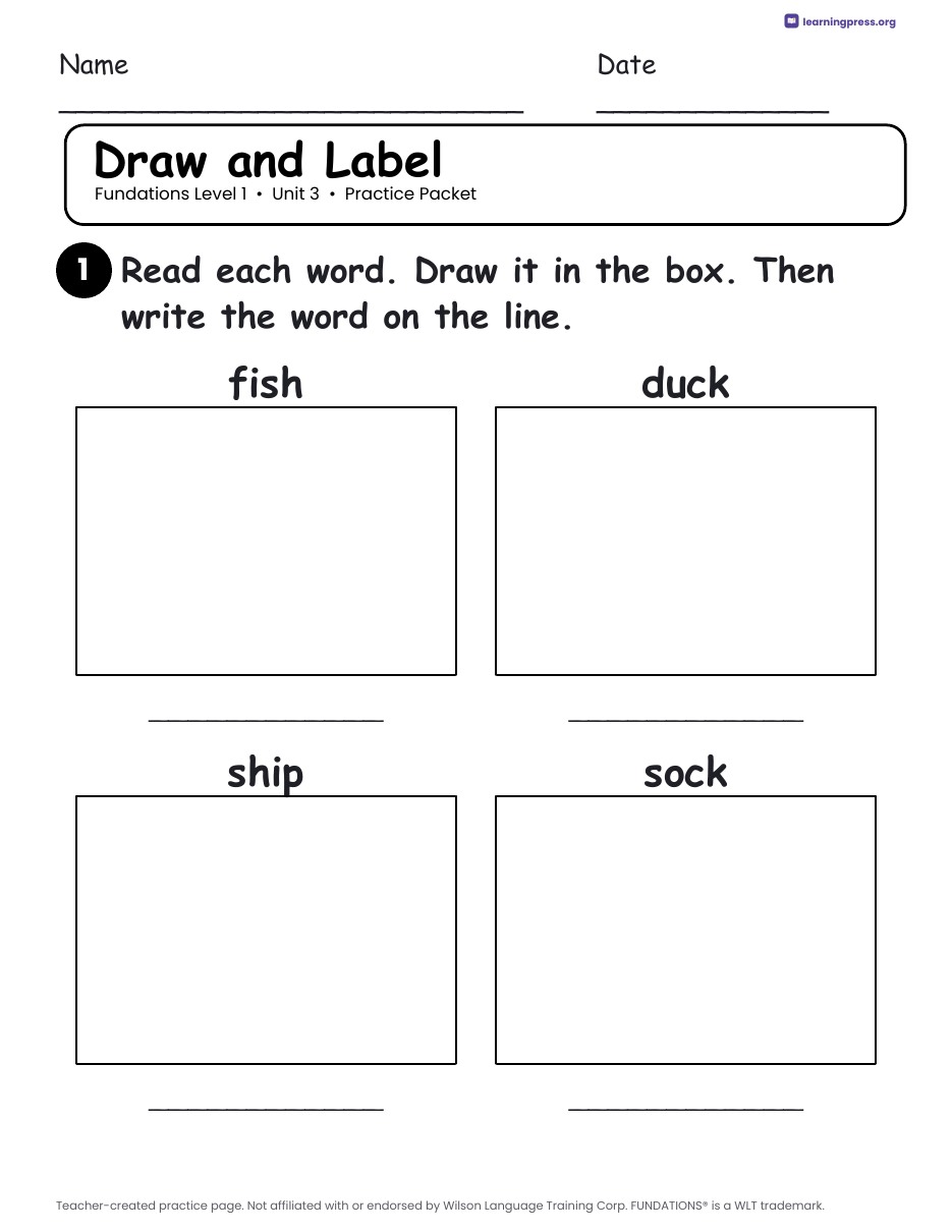 Preview page 4 of Fundations Level 1 Unit 3 Worksheets