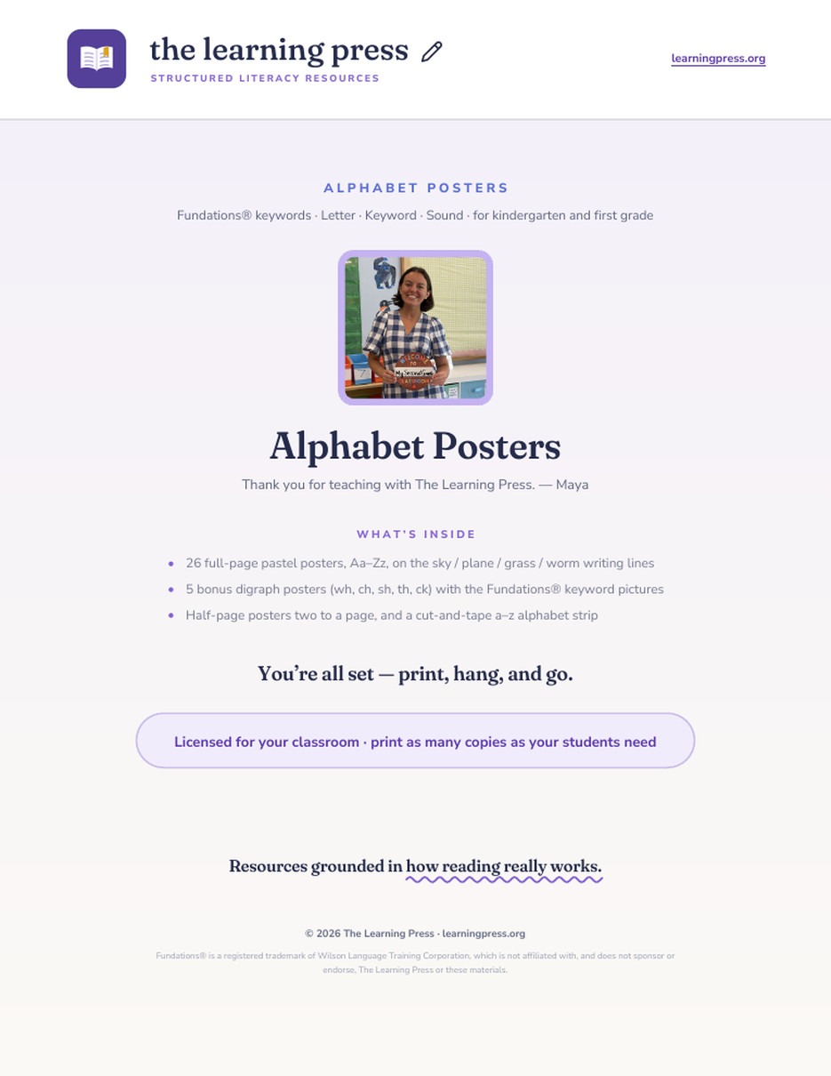 Preview page 1 of Alphabet Posters (K–1)
