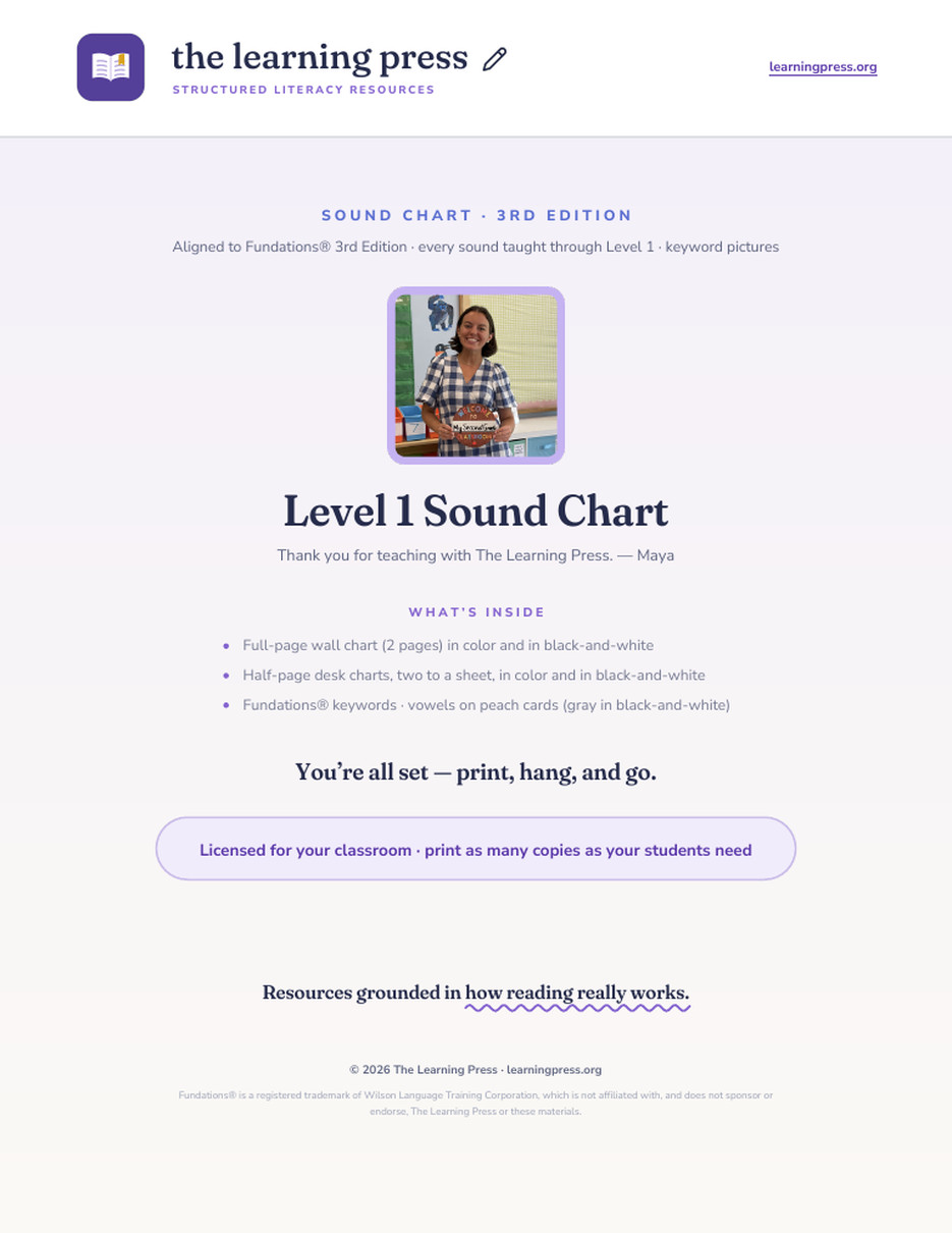 Preview page 1 of Sound Chart · Level 1 · Aligned to Fundations® 3rd Edition