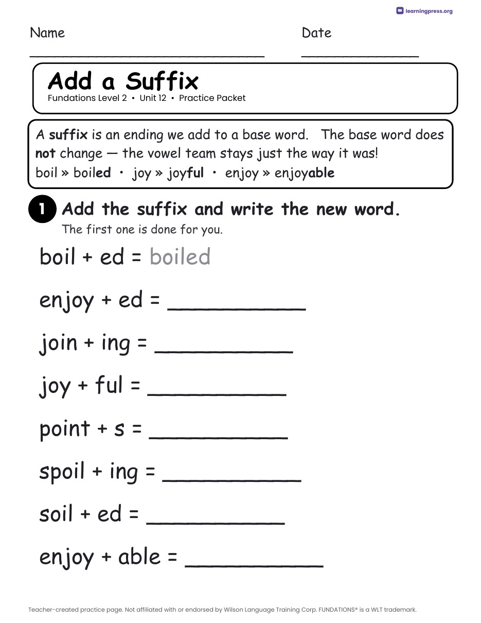 Preview page 3 of Fundations Level 2 Unit 12 Worksheets