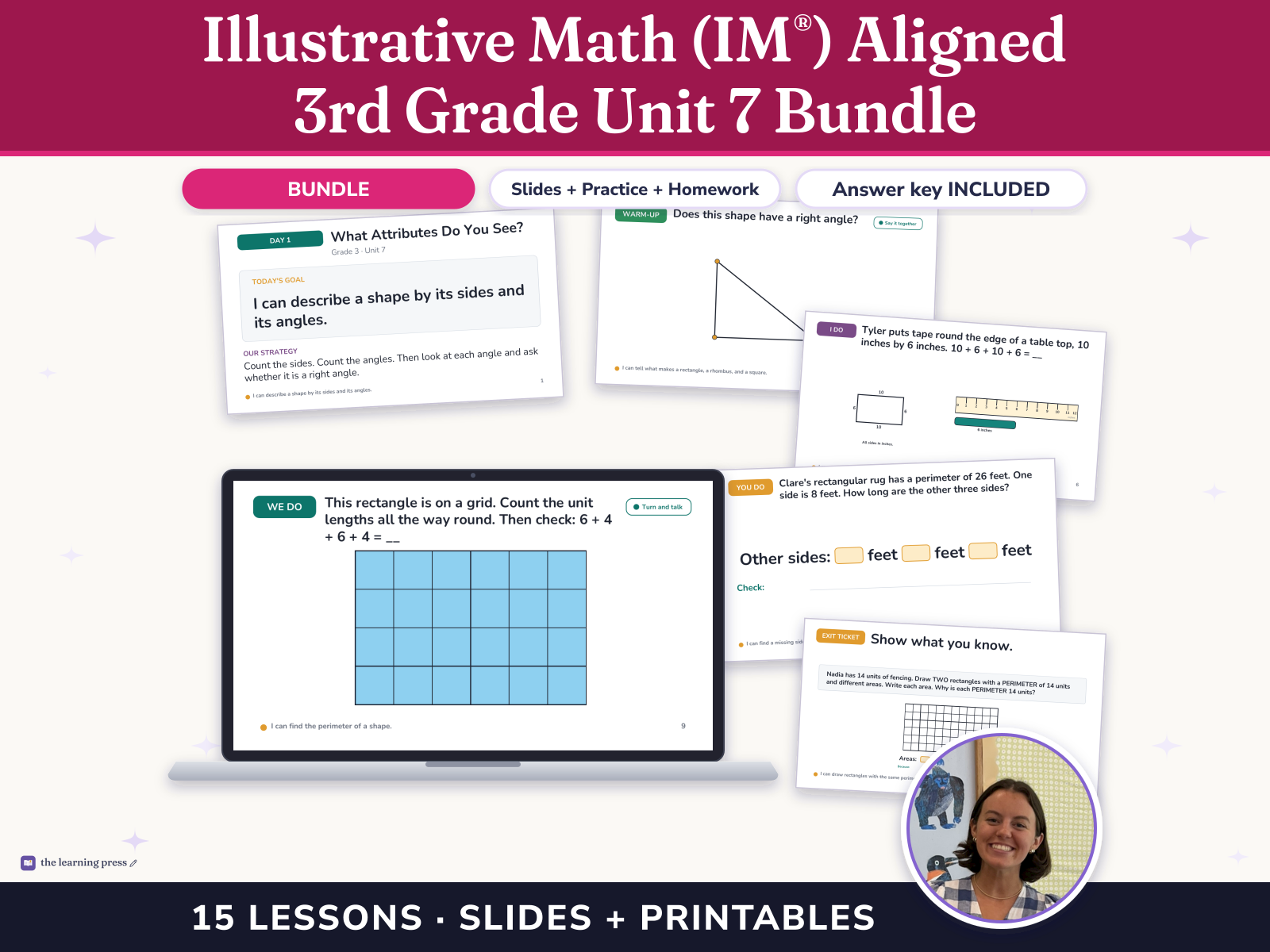 Preview page 1 of Illustrative Math (IM®) Aligned 3rd Grade Unit 7 Bundle: Two-dimensional Shapes and Perimeter