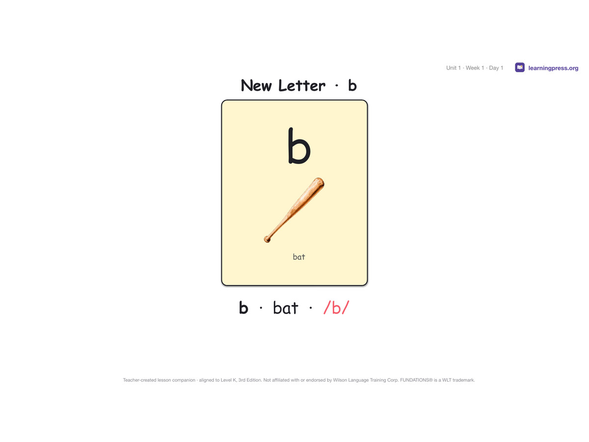 Preview page 1 of Fundations Level K Unit 1 Lesson Slides – 3rd Edition Aligned
