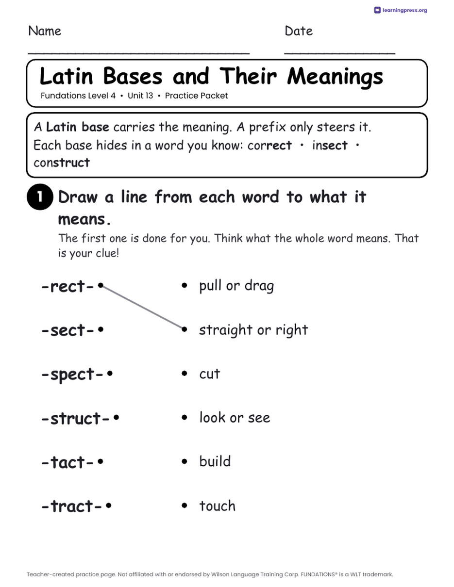 Preview page 2 of Fundations Level 4 Unit 13 Worksheets