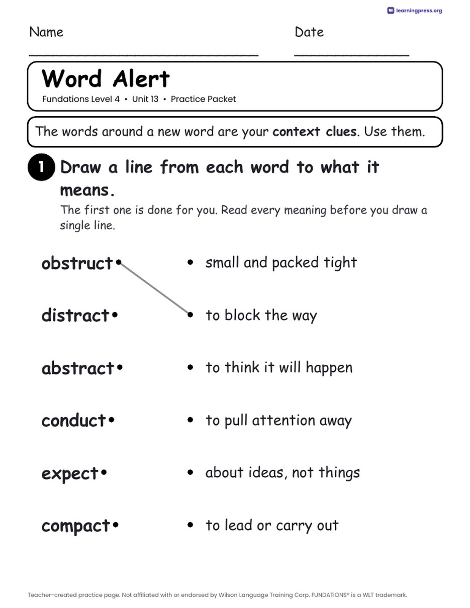 Preview page 3 of Fundations Level 4 Unit 13 Worksheets