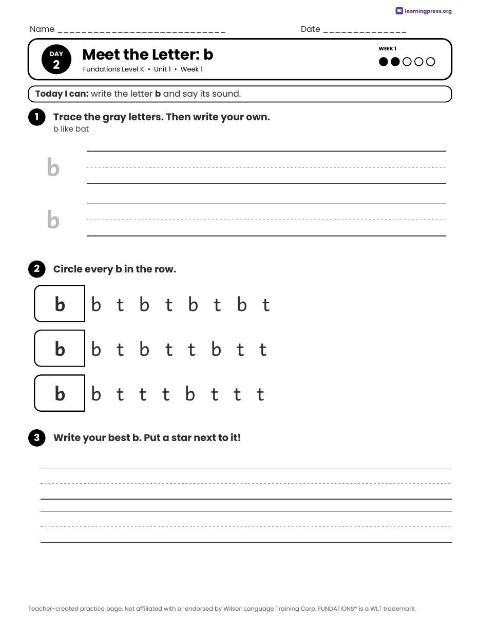 Preview page 1 of Fundations Level K Unit 1 Daily Lesson Work Pages
