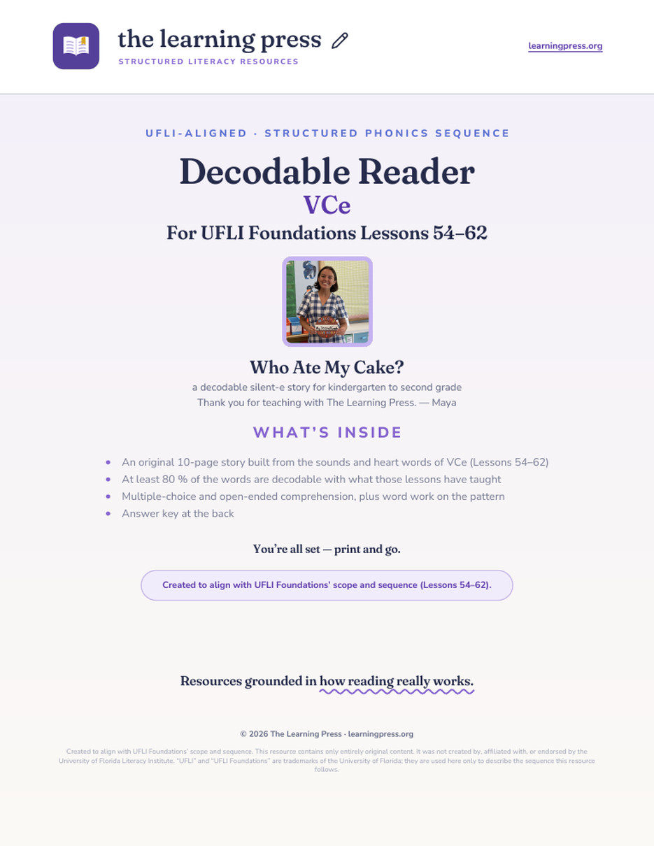 Preview page 1 of UFLI Aligned Decodable Reader · Lessons 54 – 62
