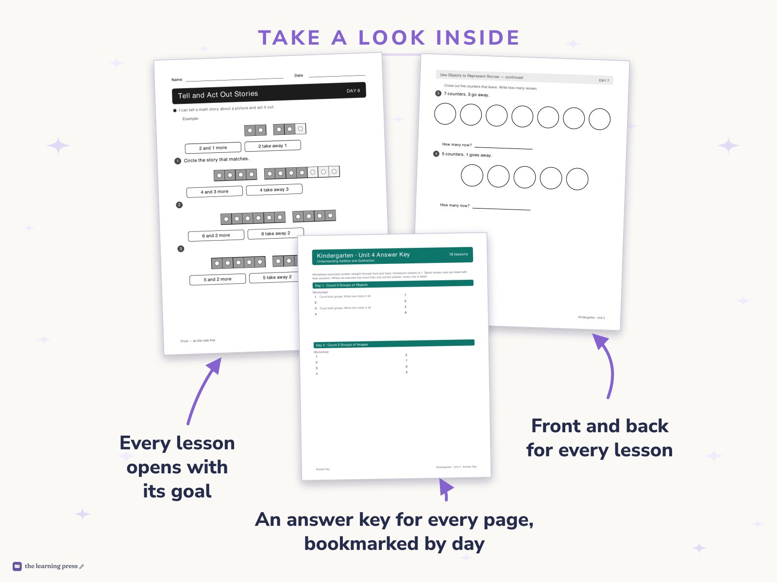 Preview page 2 of Illustrative Math (IM®) Aligned Kindergarten Unit 4 Worksheets: Understanding Addition and Subtraction