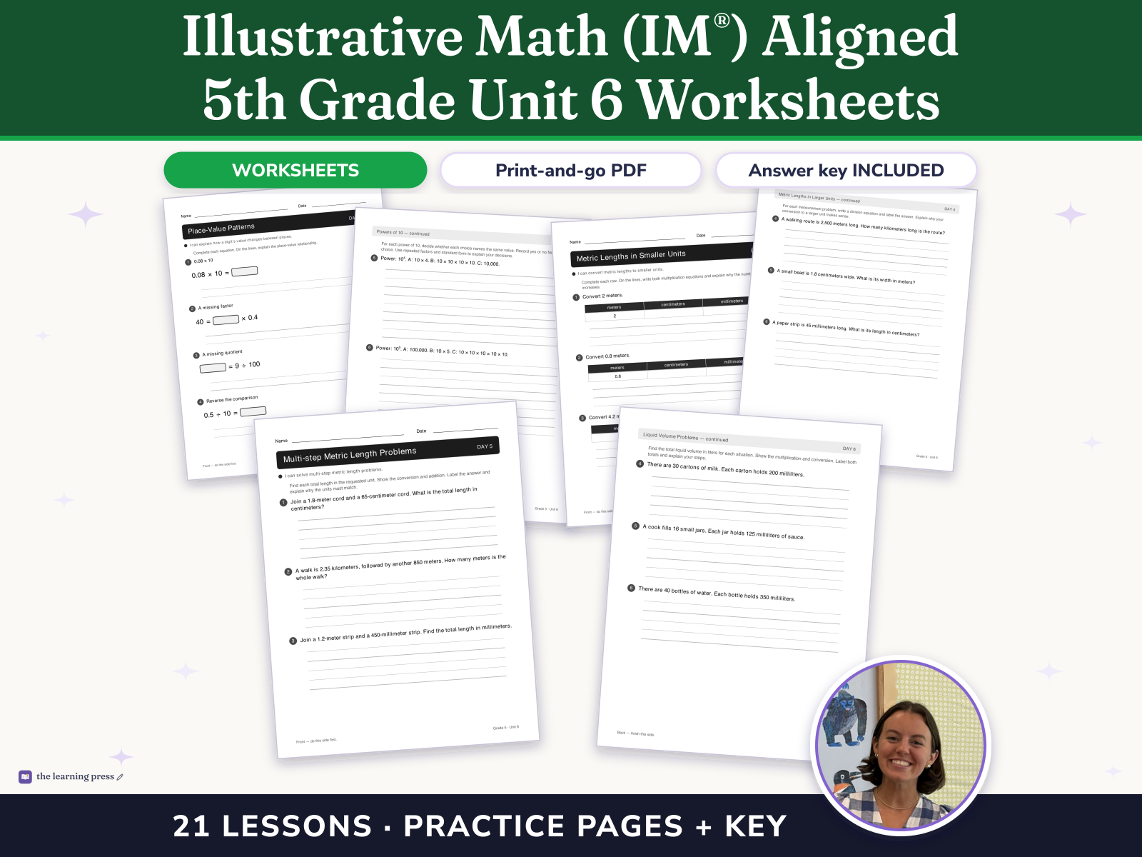Preview page 1 of Illustrative Math (IM®) Aligned 5th Grade Unit 6 Worksheets: More Decimal and Fraction Operations