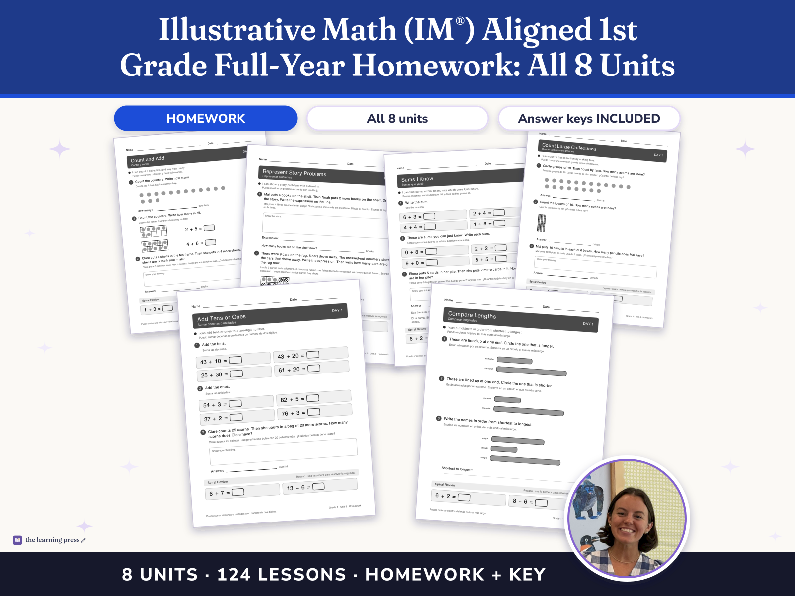 Preview page 1 of Illustrative Math (IM®) Aligned 1st Grade Full-Year Homework: All 8 Units