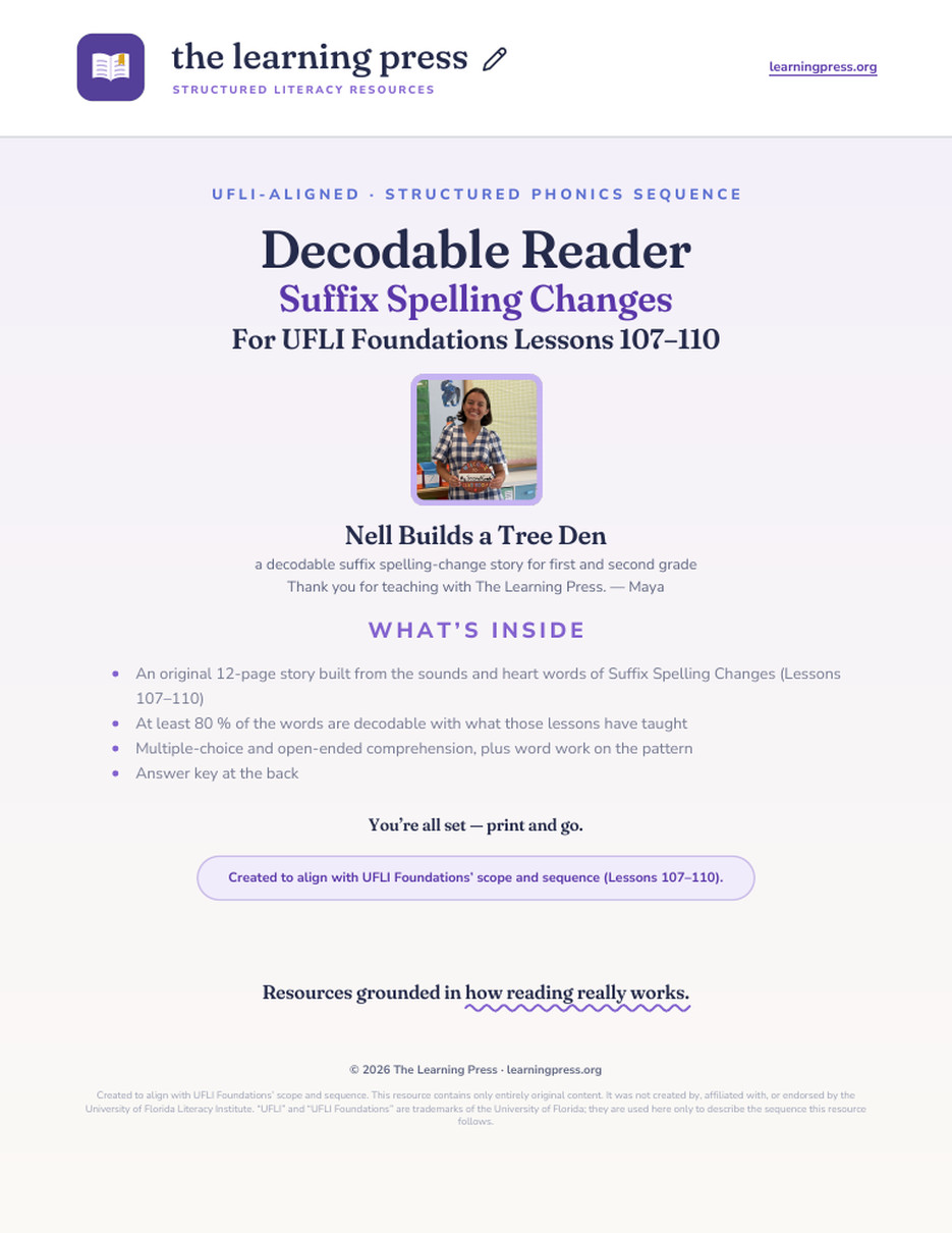 Preview page 1 of UFLI Aligned Decodable Reader · Lessons 107 – 110