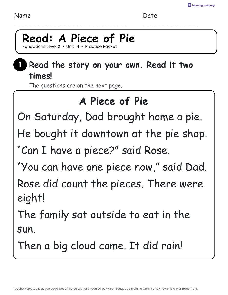 Preview page 3 of Fundations Level 2 Unit 14 Worksheets