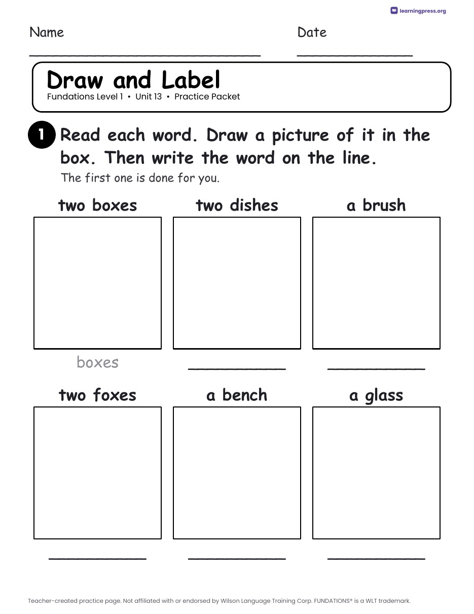 Preview page 4 of Fundations Level 1 Unit 13 Worksheets