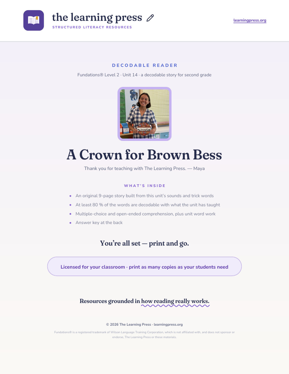 Preview page 1 of Fundations®-Aligned Decodable Reader · Level 2 Unit 14